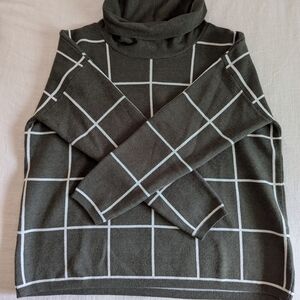 Women's Green Cowl Neck Plaid Sweater From Betsey's Botique